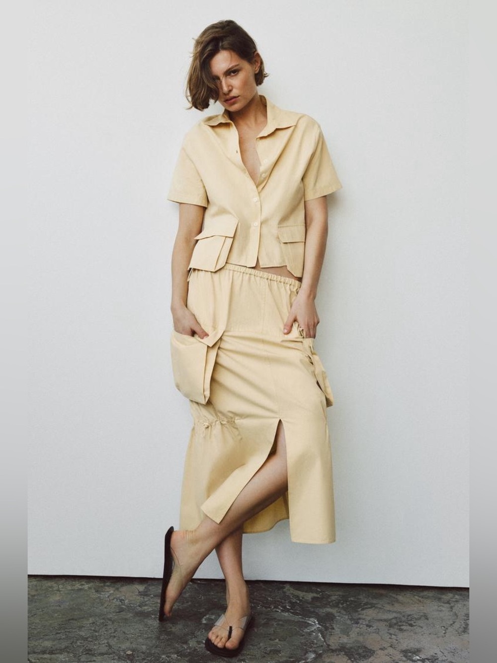 Zara Women Collection Cargo Midi Skirt